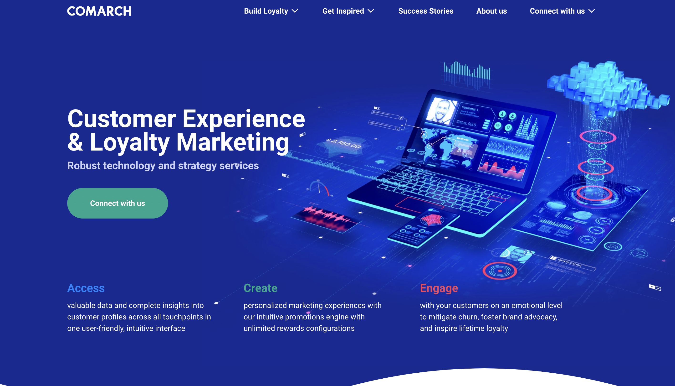 Captura de tela da página inicial do marketing de fidelidade comercial