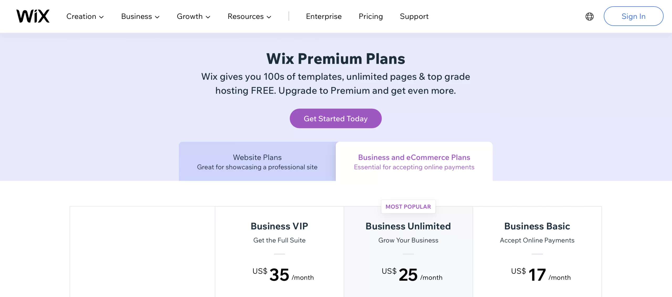 تسعير Wix 2