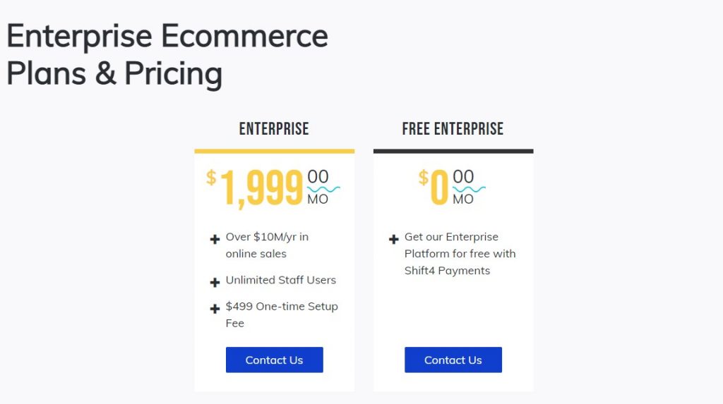 Enterprise-Preis und Preise von Shift4Shop