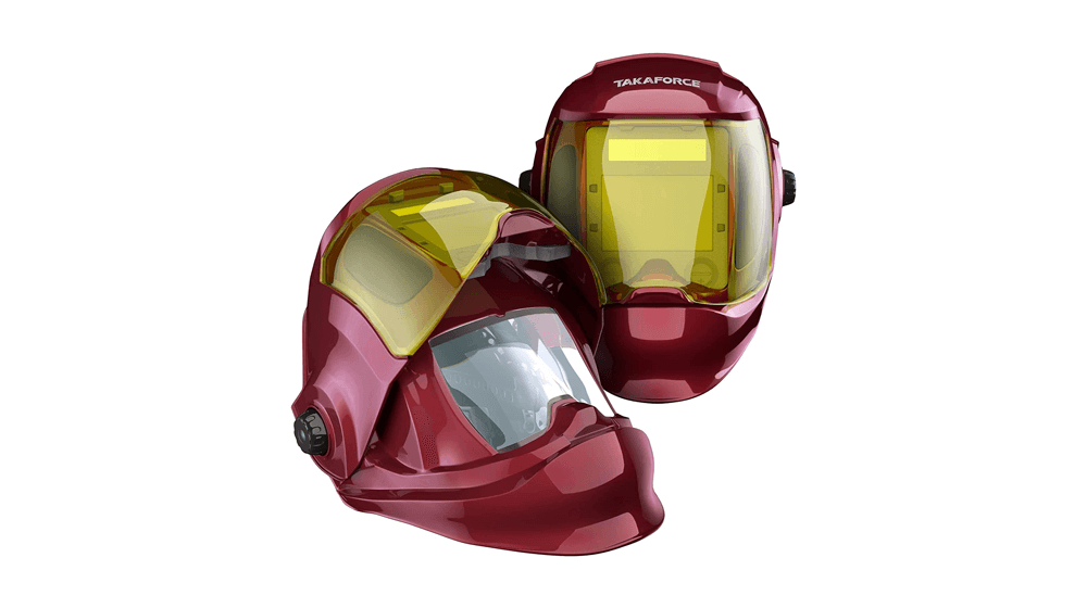 TAKAFORCE Panoramic 180° Large Viewing Screen Auto Darkening Flip Up Welding Helmet