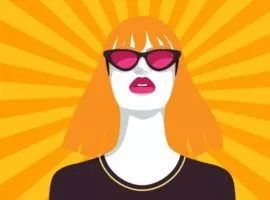 太阳光在戴着墨镜的女人身后缓缓移动，代表着2023年的电子商务新趋势。