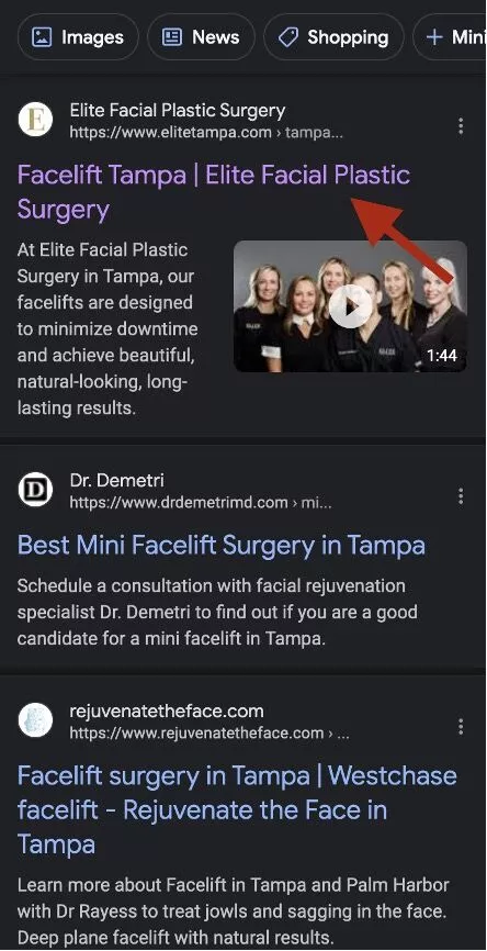 mobile search results and title tags