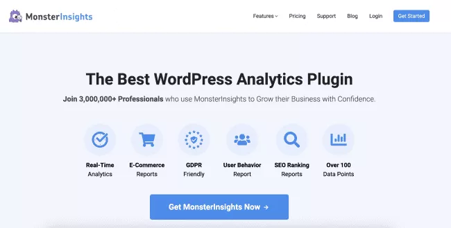 Cel mai bun plugin de analiză WordPress MonsterInsights