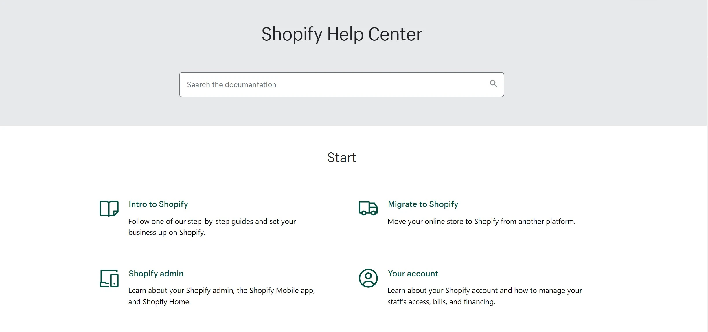 Centro de ajuda da Shopify