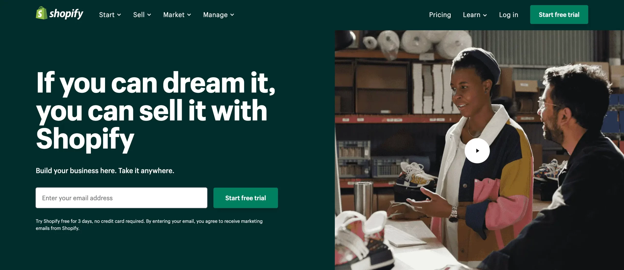 Shopify الصفحة الرئيسية