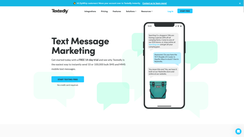 Captură de ecran a paginii web Textedly