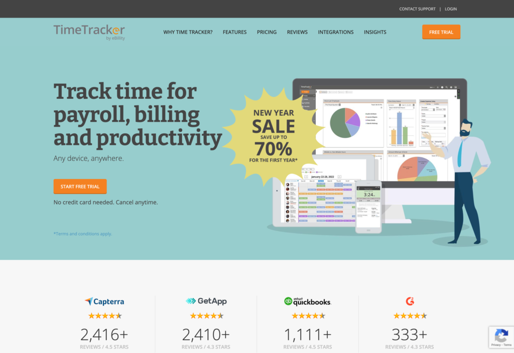 eBility 网页的 Time Tracker 截图