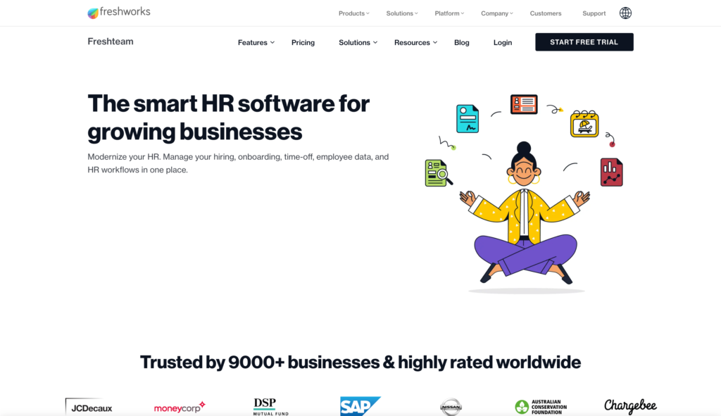 Freshworks Web ページによる Freshteam のスクリーンショット