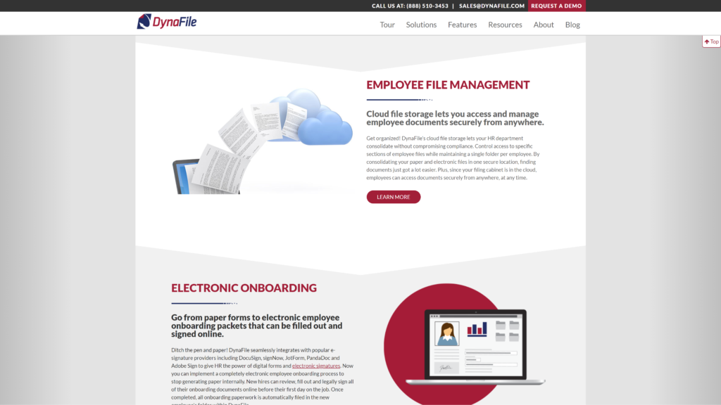 DynaFile web sayfasının ekran görüntüsü