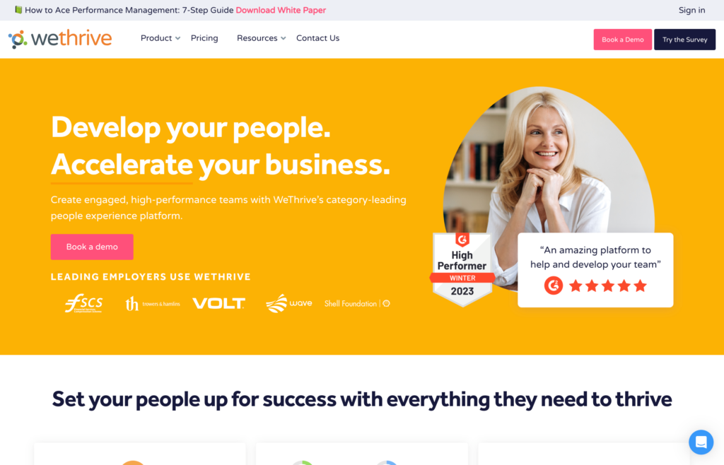 Screenshot der WeThrive-Webseite