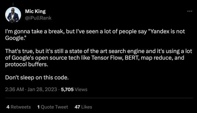 Mic King tweetuje na Yandex
