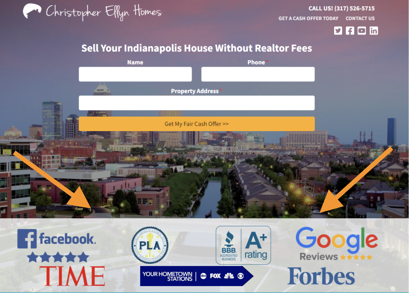 Glaubwürdigkeitsbalken der Website von Immobilieninvestoren