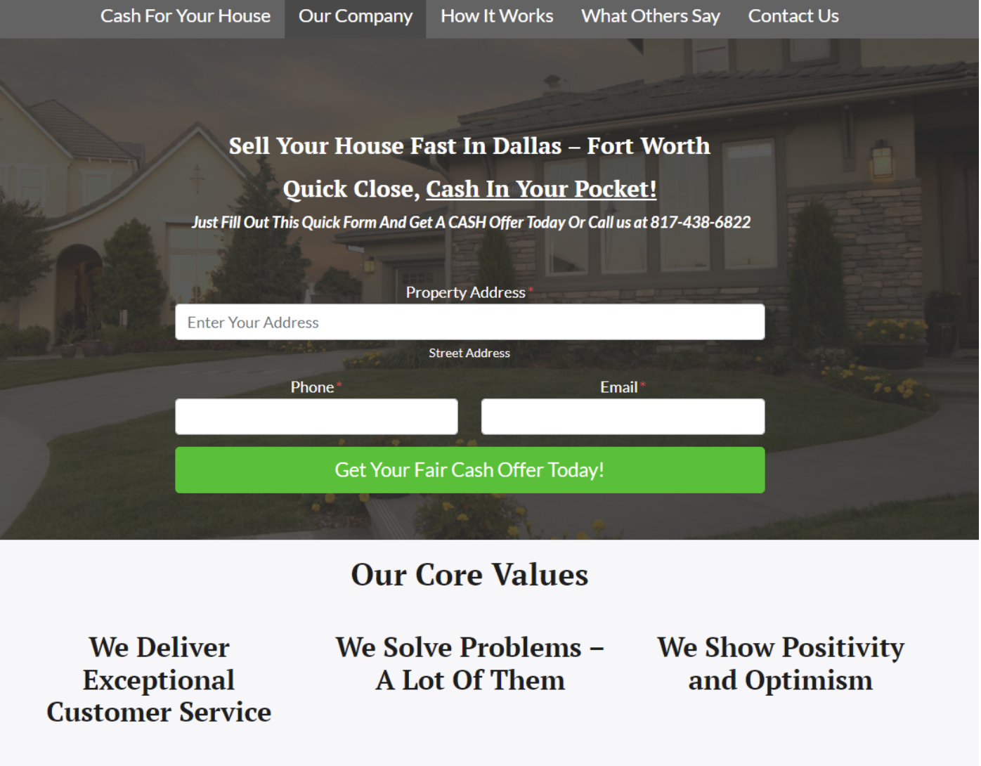 Grundwerte der Website für Immobilieninvestoren