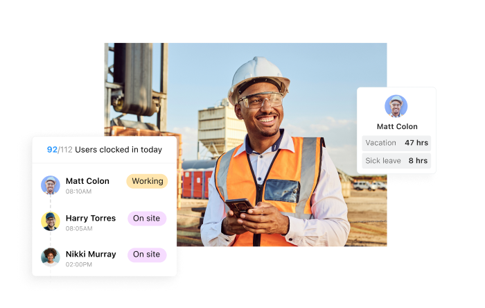 Seorang pekerja konstruksi di aplikasi Connecteam