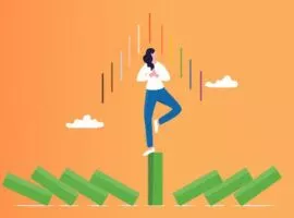 Illustration einer Frau, die auf einer Säule steht, die die Automatisierung des Verkaufsprozesses darstellt und den Verkäufern mentale Konzentration bietet