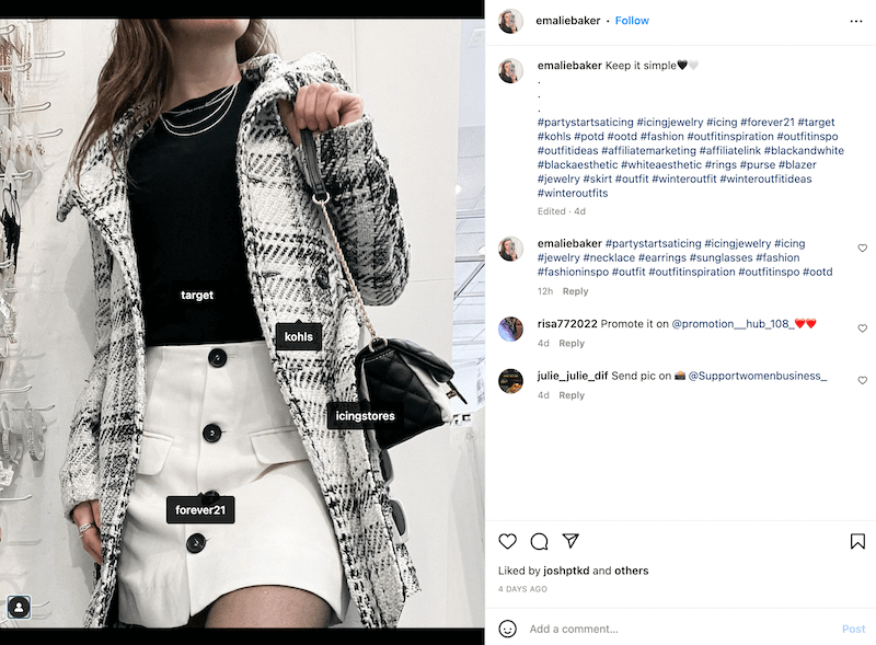 Instagram 上的产品营销示例