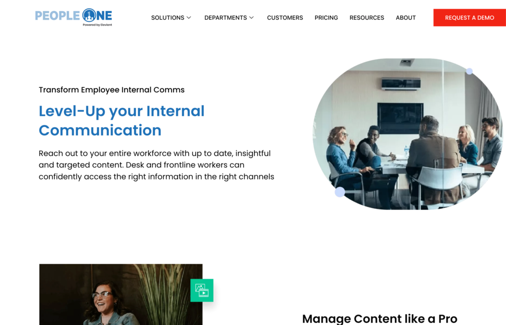 PeopleOne 웹 페이지의 스크린샷