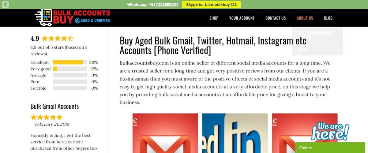 BulkAccountsBuy- Site-uri pentru a cumpăra conturi Gmail