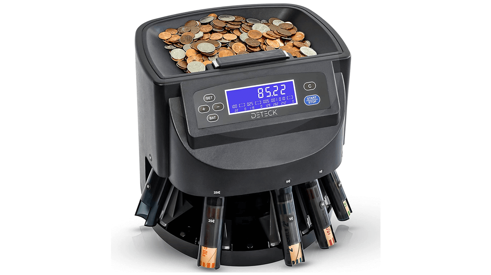 DETECK Aura Coin Counter Machine Rouleau automatique de pièces de monnaie