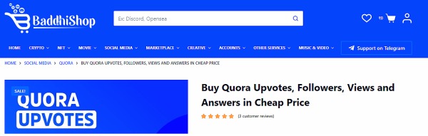 Baddhi Shop - acheter des réponses quora