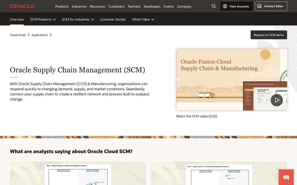 Screenshot der Oracle-Webseite