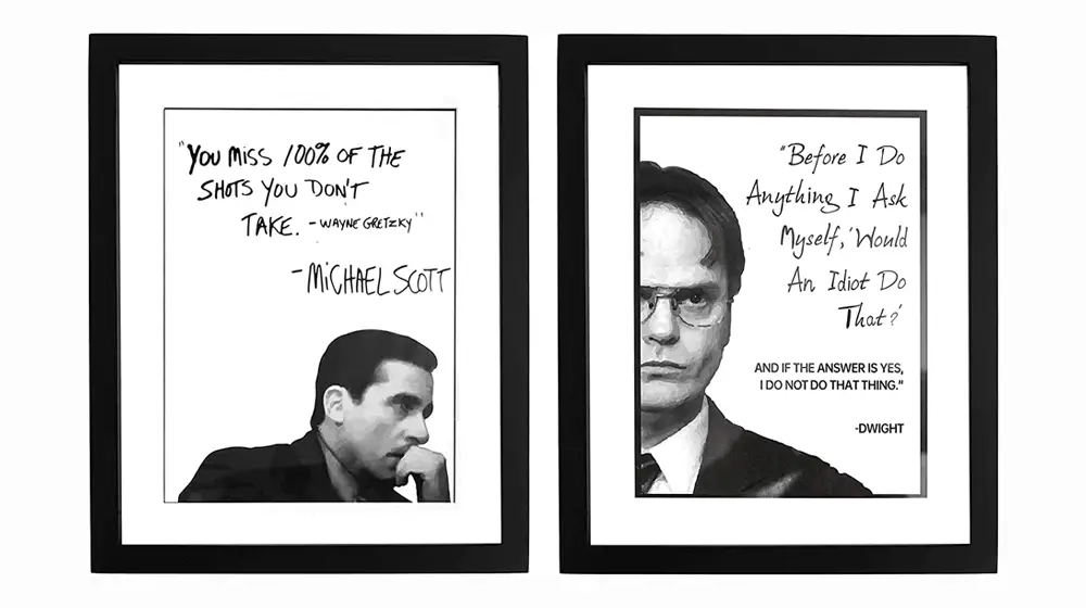 สำนักงาน Michael Scott + Dwight Schrute Motivational Quote Frame Wall Art