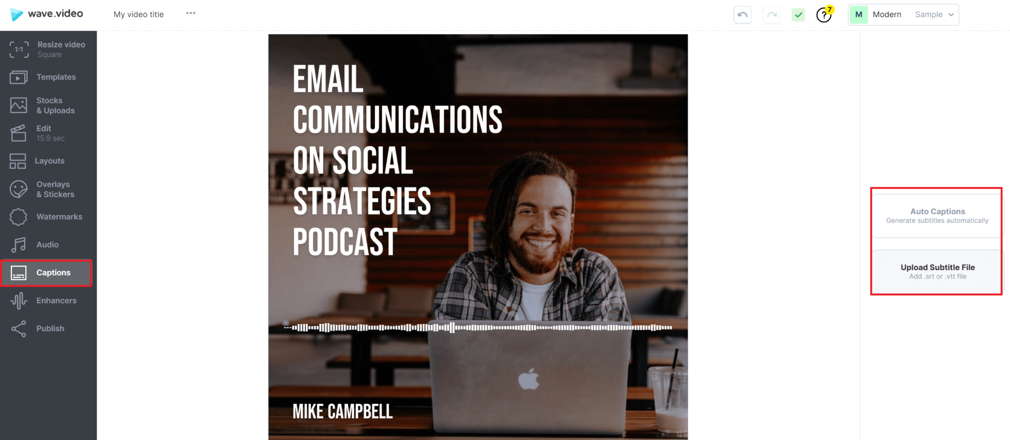 Fügen Sie Untertitel zu Ihrem Audiogramm-Video hinzu