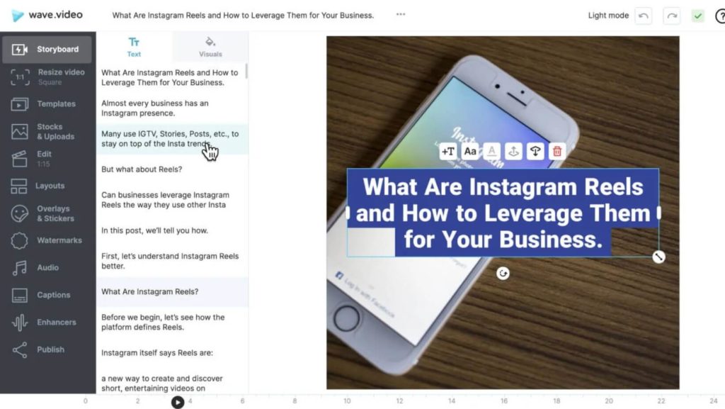 使用 Wave.video 將文本轉換為視頻