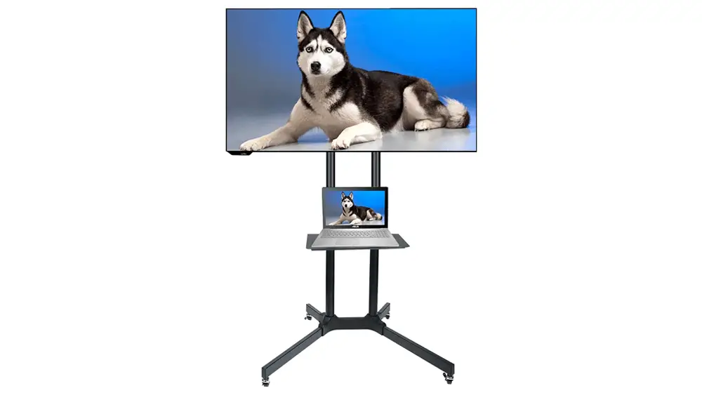Husky Mount Mobil TV Tekerlekli Sehpa Ağır Hizmet Üniversal Rolling TV Sepeti