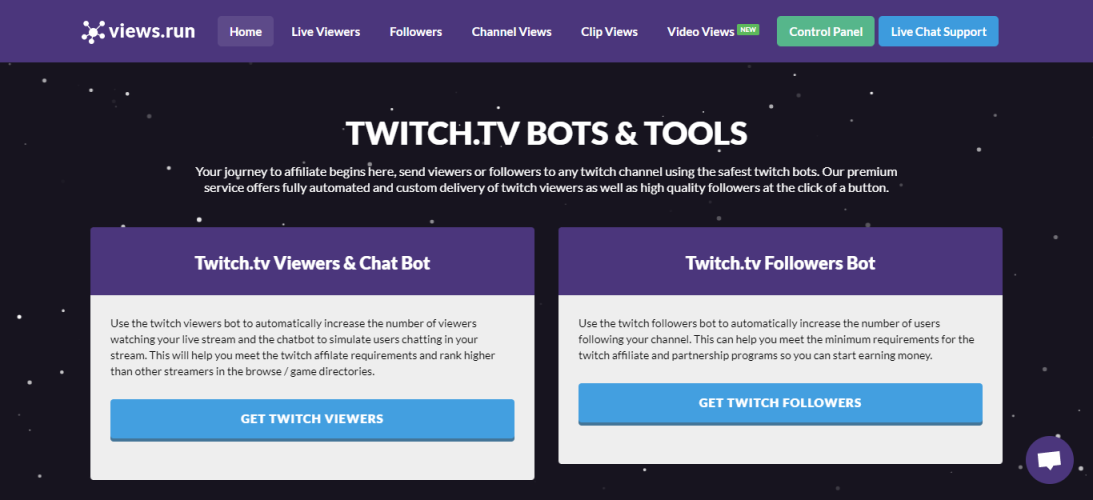 Run-twitch görüntüleyici botlarını görüntüler