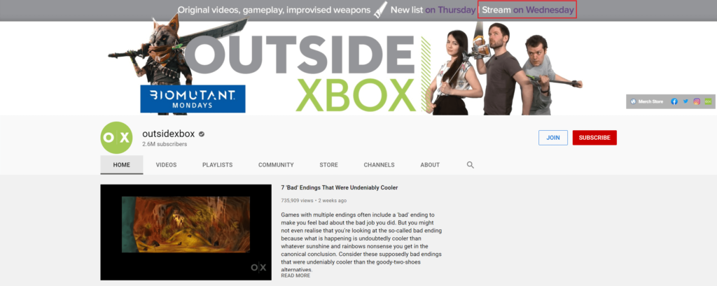 Bandera del canal de YouTube