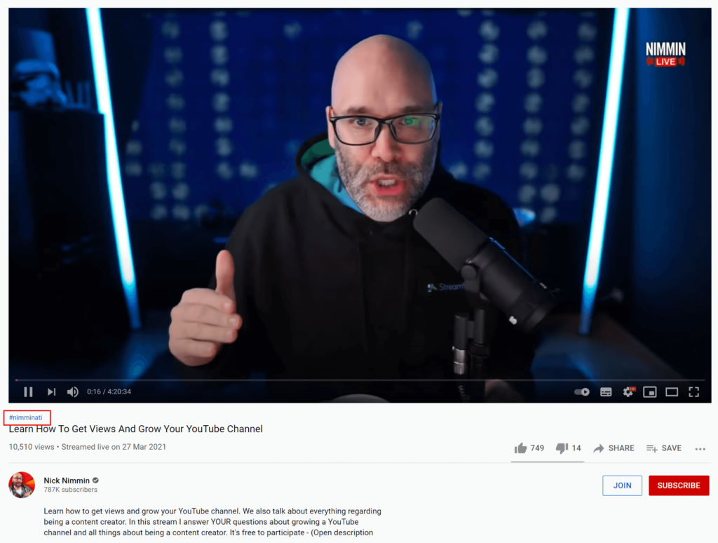 transmisión en vivo de hashtags