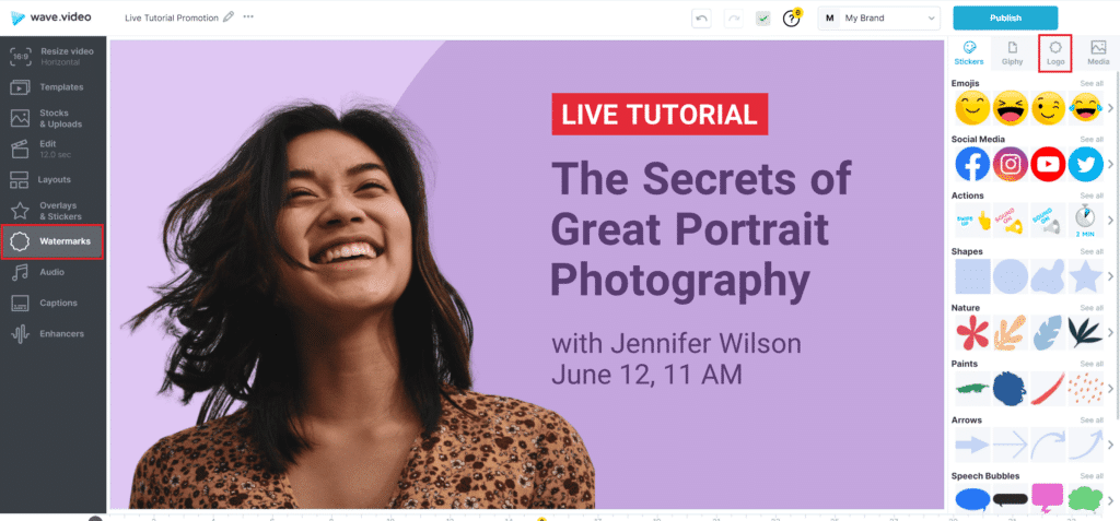 Добавить водяной знак в видео на YouTube