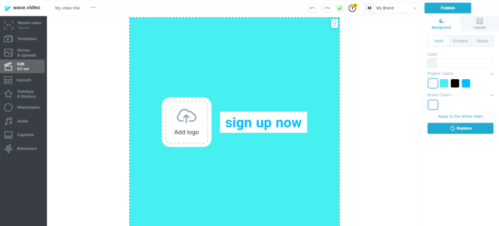 Добавьте логотип и призыв к действию на водяной знак