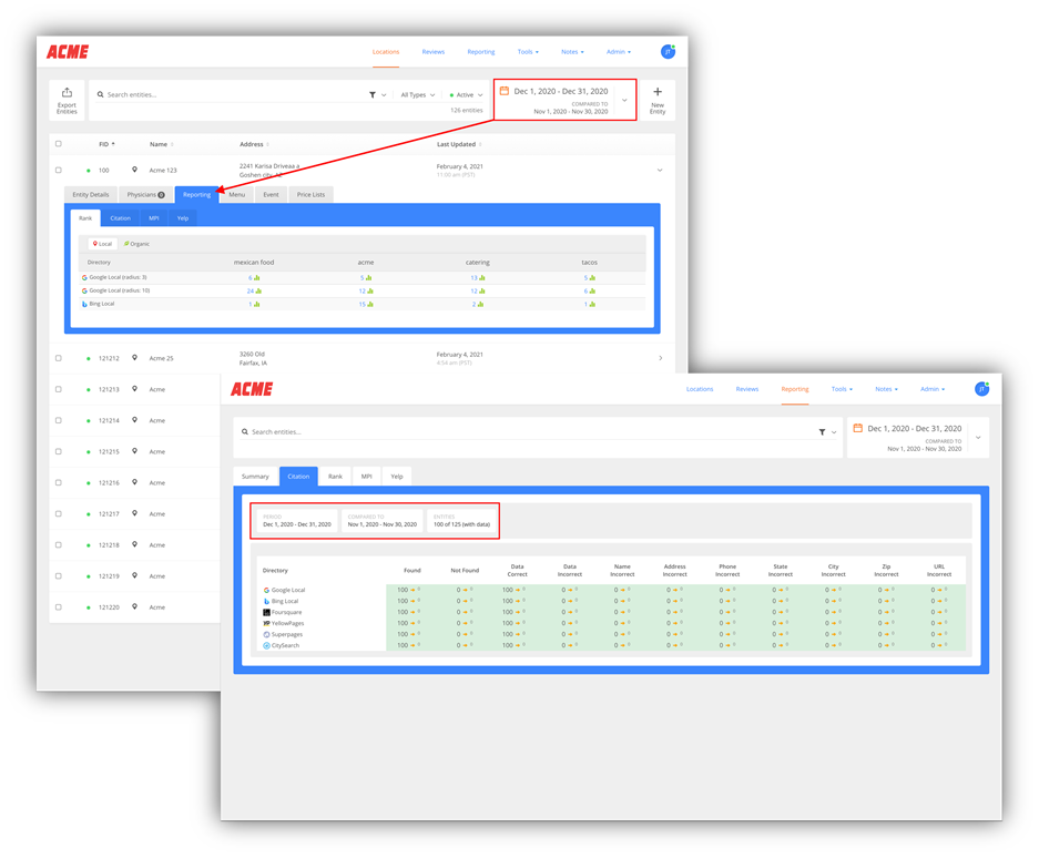 Améliorations apportées aux rapports locaux 2021