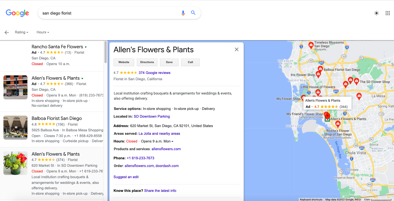 Exemple de résultats de recherche Google