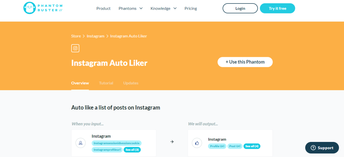 Phantombuster - instagram 自动喜欢的应用程序