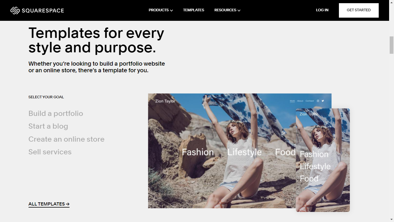 Lindo modelo Squarespace