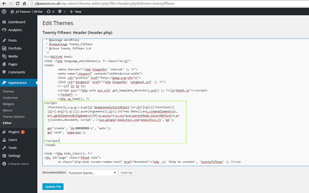 جوجل تحليلات ووردبرس تحرير المواضيع