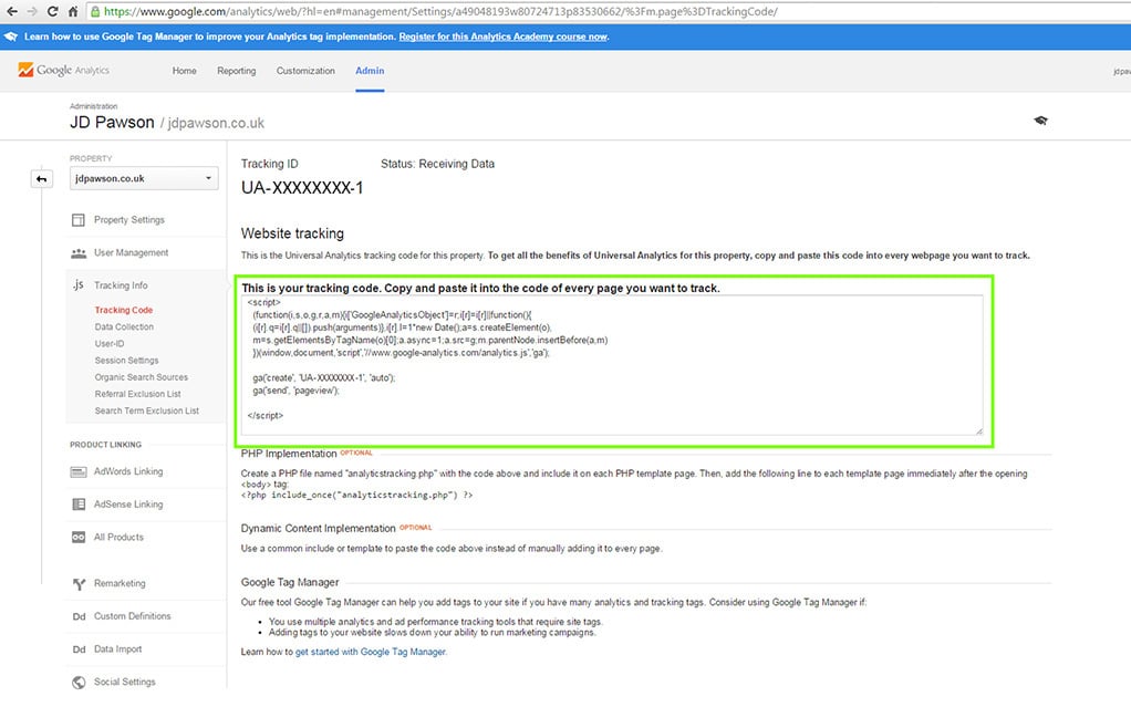 إعداد تحليلات جوجل