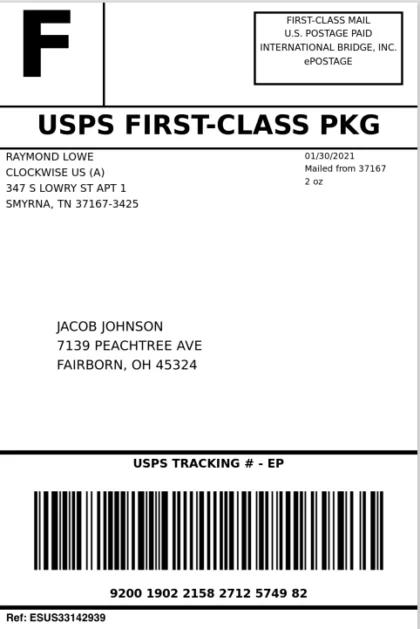 Shipping Label Example From USPS