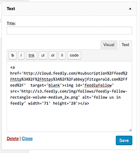 เลย์เอาต์โดยมู่เล่ปรับฟีด RSS ให้เหมาะสมในสกรีนช็อตของวิดเจ็ต