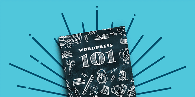 เลย์เอาต์โดยมู่เล่ เพิ่มประสิทธิภาพฟีด RSS ดาวน์โหลด ebook ฟรี WordPess 101 ปกขาวดำบนพื้นหลังสีน้ำเงินและแฉกแสง