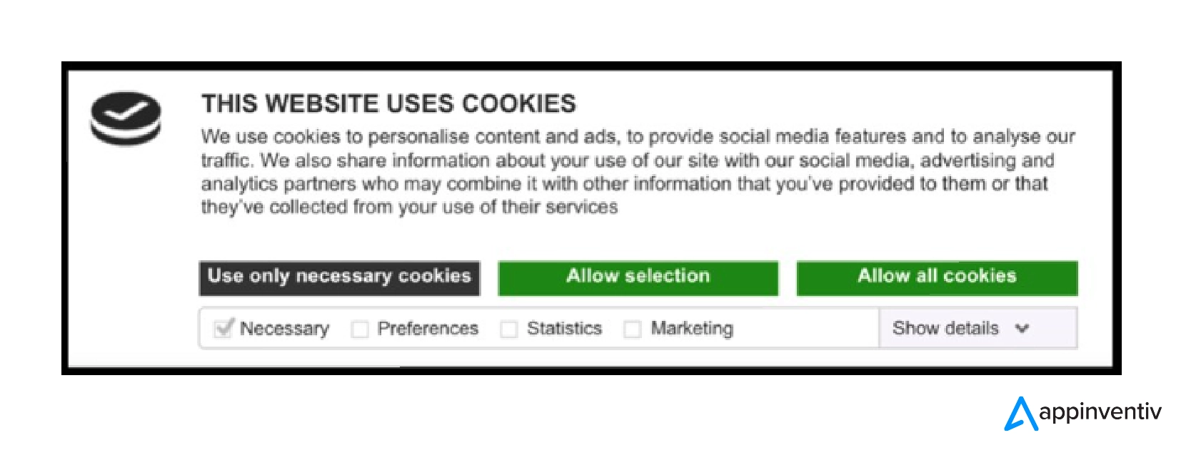 Exemplu de notificare privind consimțământul privind datele cookie