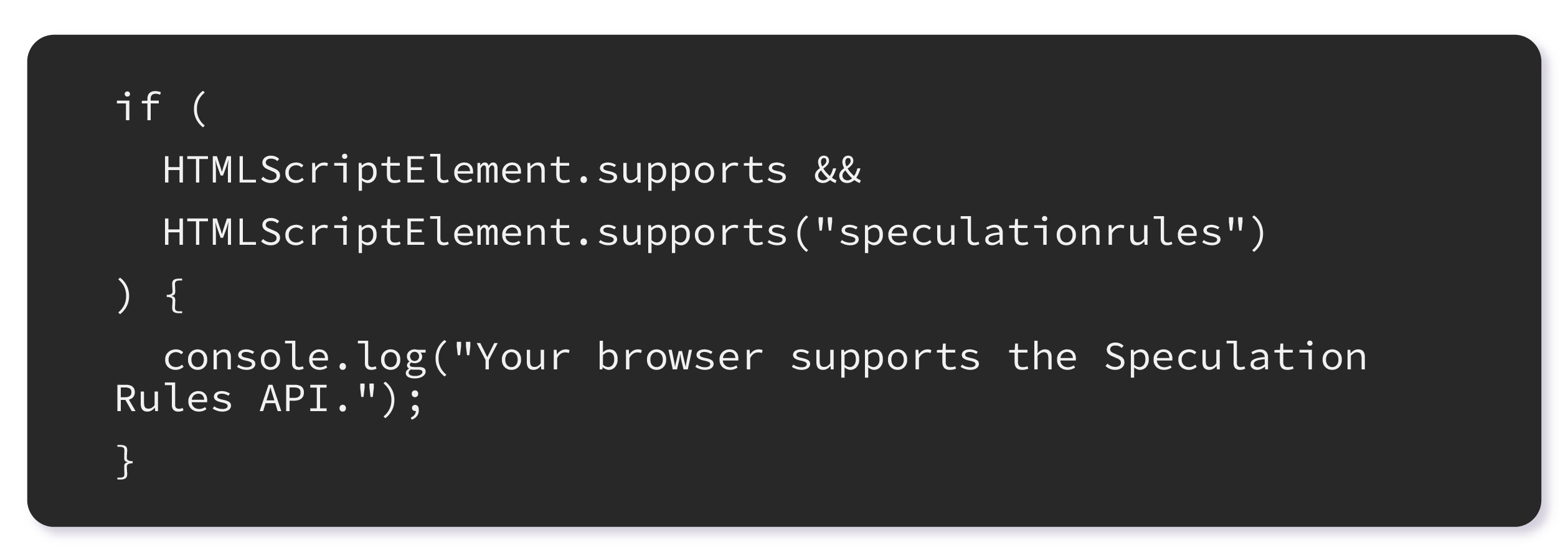 Snippet de código de suporte do navegador