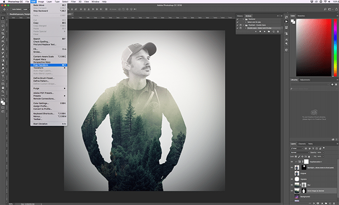 雙重曝光 Photoshop 動作自由變換
