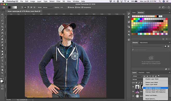 飛輪版面雙曝光教程模板下載 添加蒙版到選區