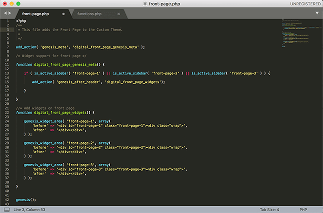 플라이휠에 의한 레이아웃 제네시스 하위 테마 작업 기능 위젯 영역 코드 사용자 정의