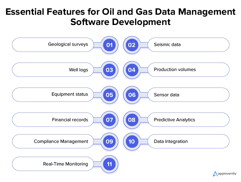 석유 및 가스 데이터 관리 소프트웨어의 귀중한 기능