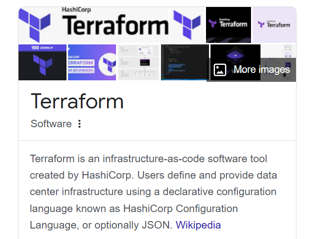 Capture d'écran de la description du logiciel Terraform sur Wikipédia